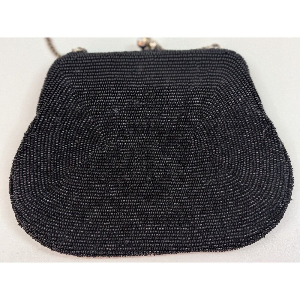 Vtg Richere Black Beaded Evening Purse Hand Made in Japan Rhinestone Clasp - Picture 6 of 17